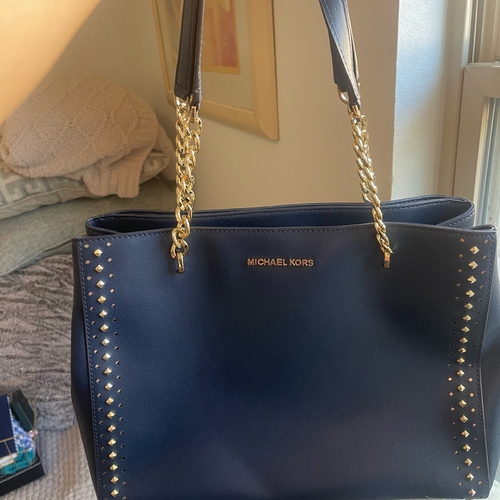 Michael Kors Navy Blue Studded Tote Bag - LIKE NEW - ELLIS Tote bag